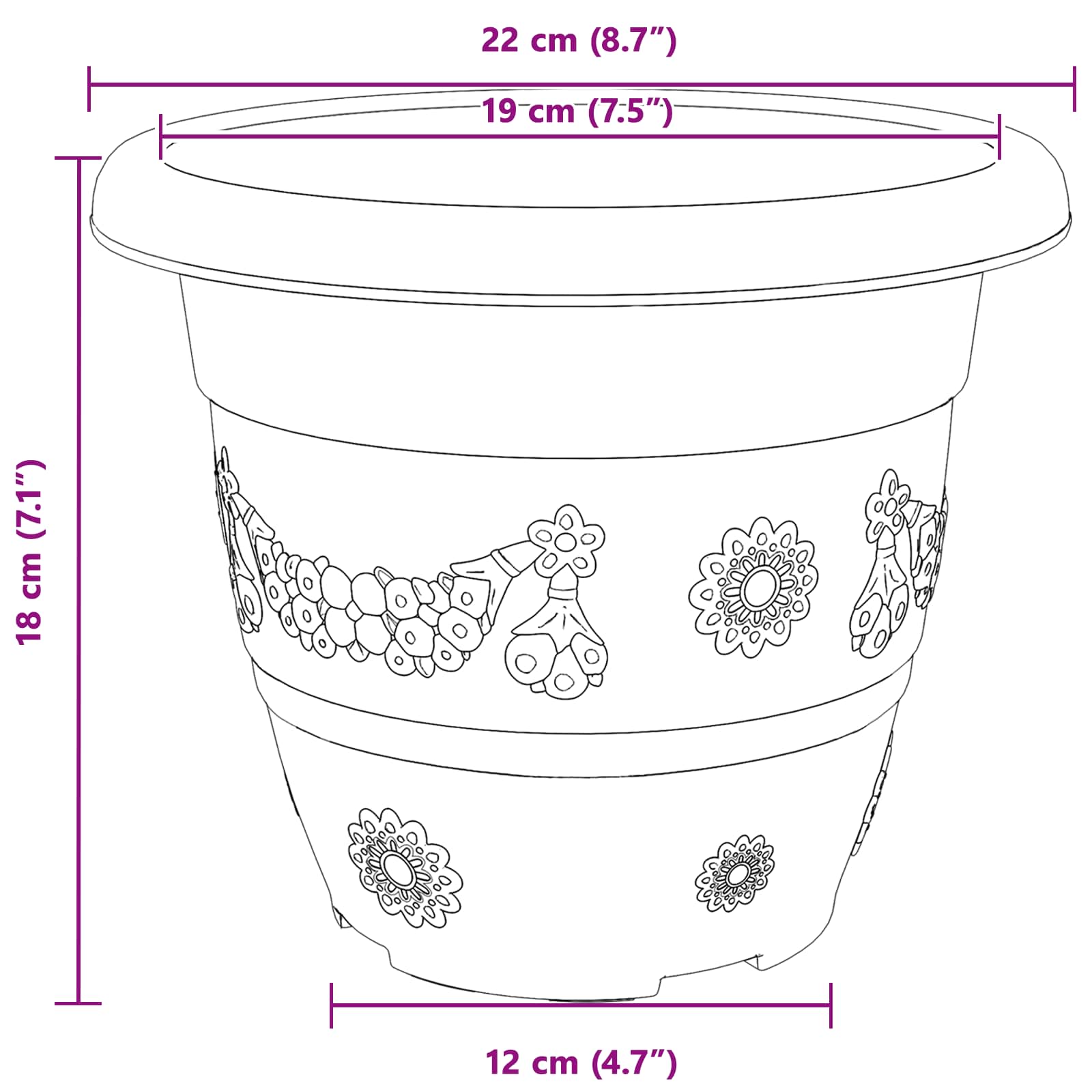 Saksije za biljke 6 pcs Crvena cigla Ø 22 x 18 cm Plastika