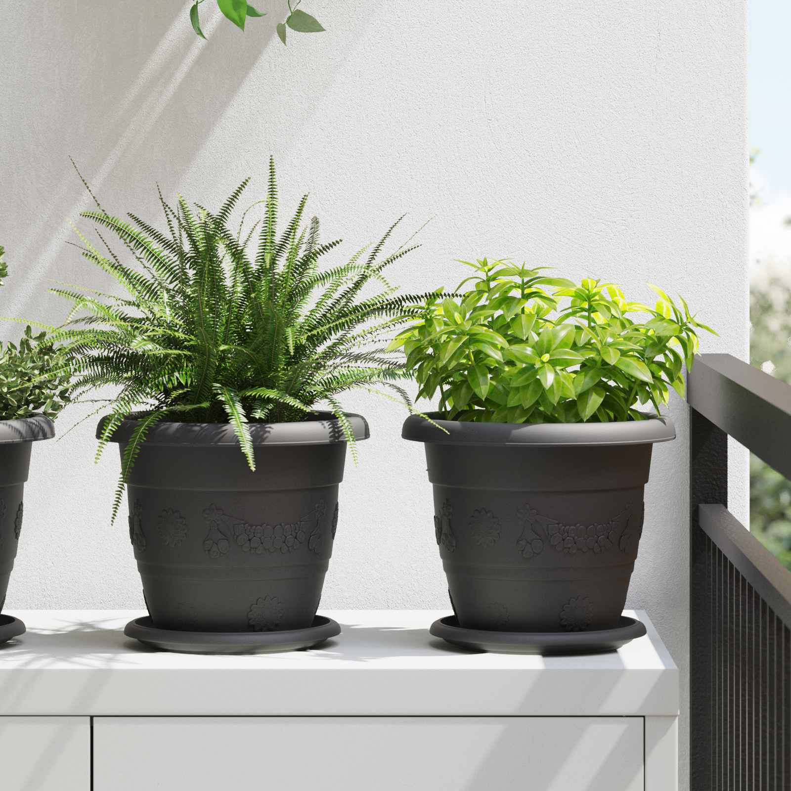 Saksije za biljke 6 pcs Crna Ø 22 x 18 cm Plastika