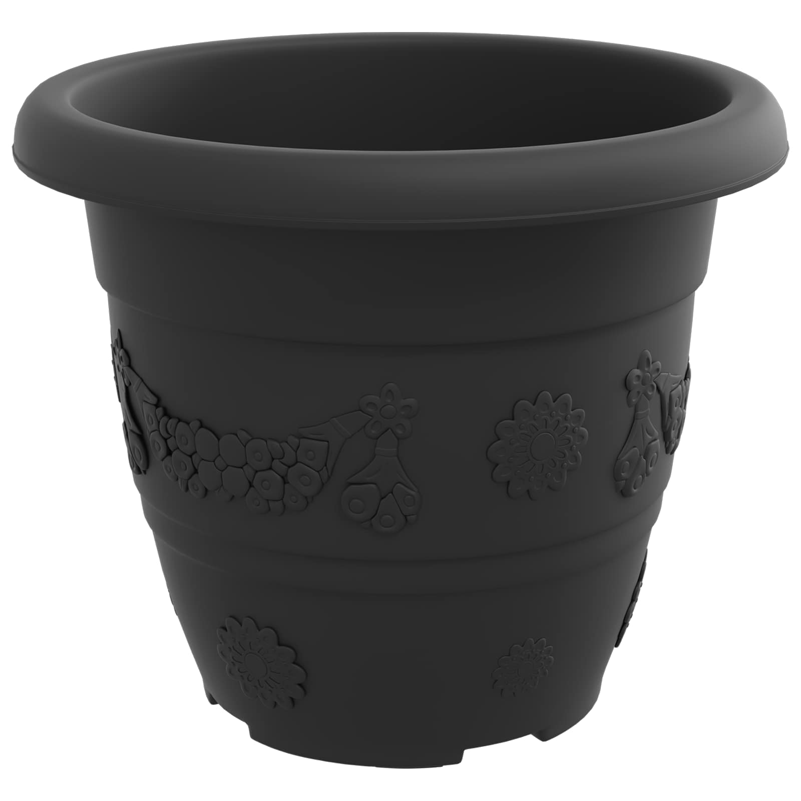 Saksije za biljke 6 pcs Crna Ø 22 x 18 cm Plastika
