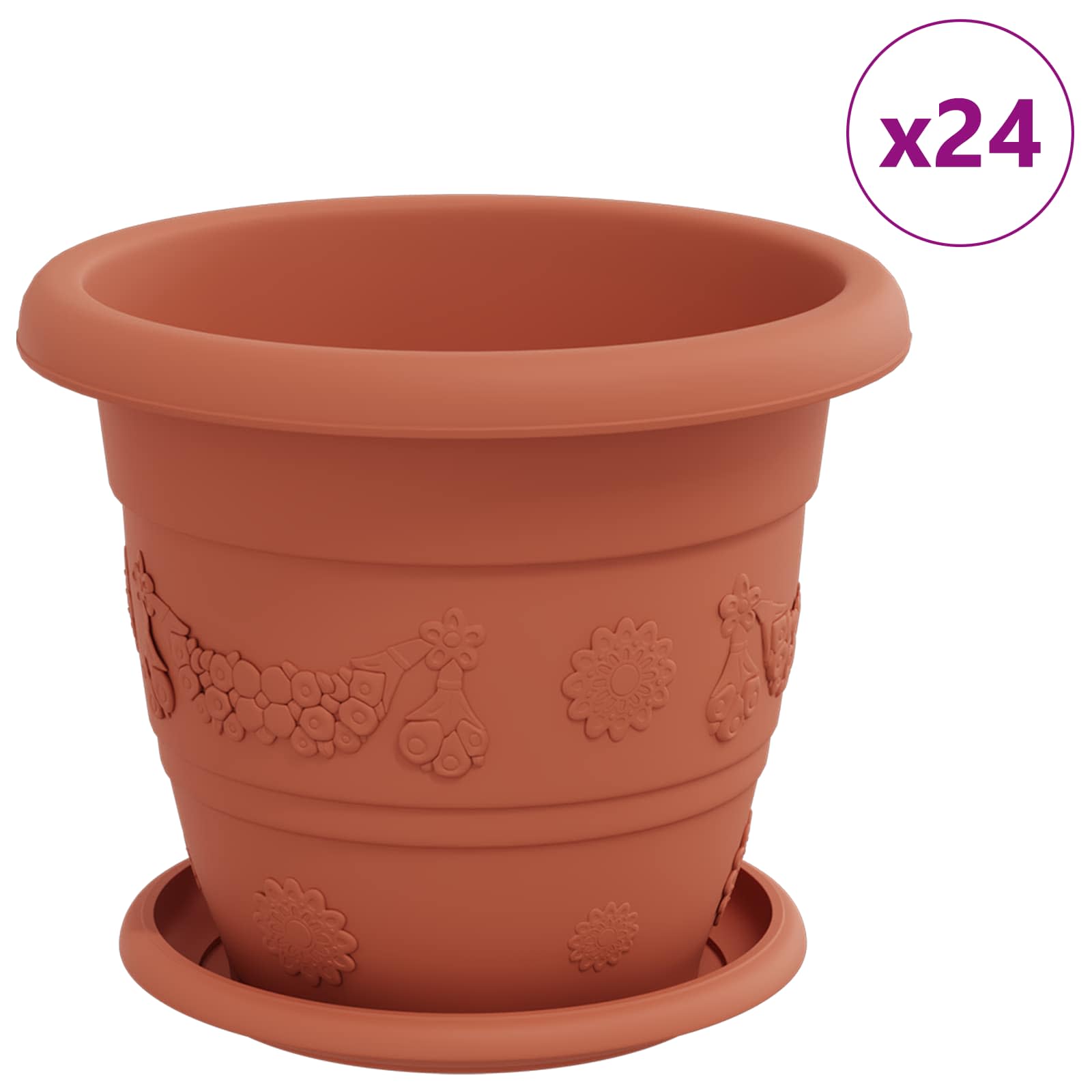 Saksije za biljke 24 pcs Crvena cigla Ø 22 x 18 cm Plastika
