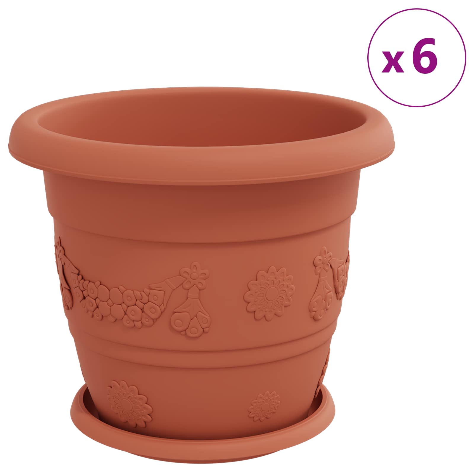 Saksije za biljke 24 pcs Crvena cigla Ø 30 x 25 cm Plastika