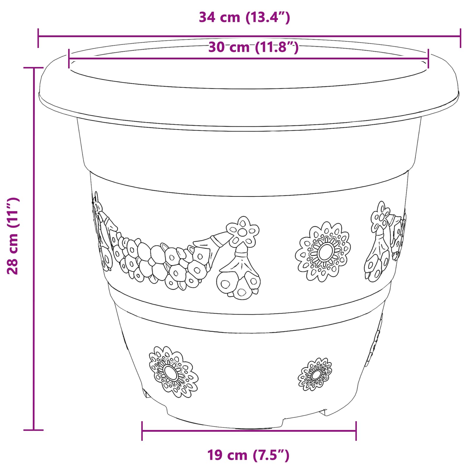 Saksije za biljke 24 pcs Crvena cigla Ø 34 x 28 cm Plastika