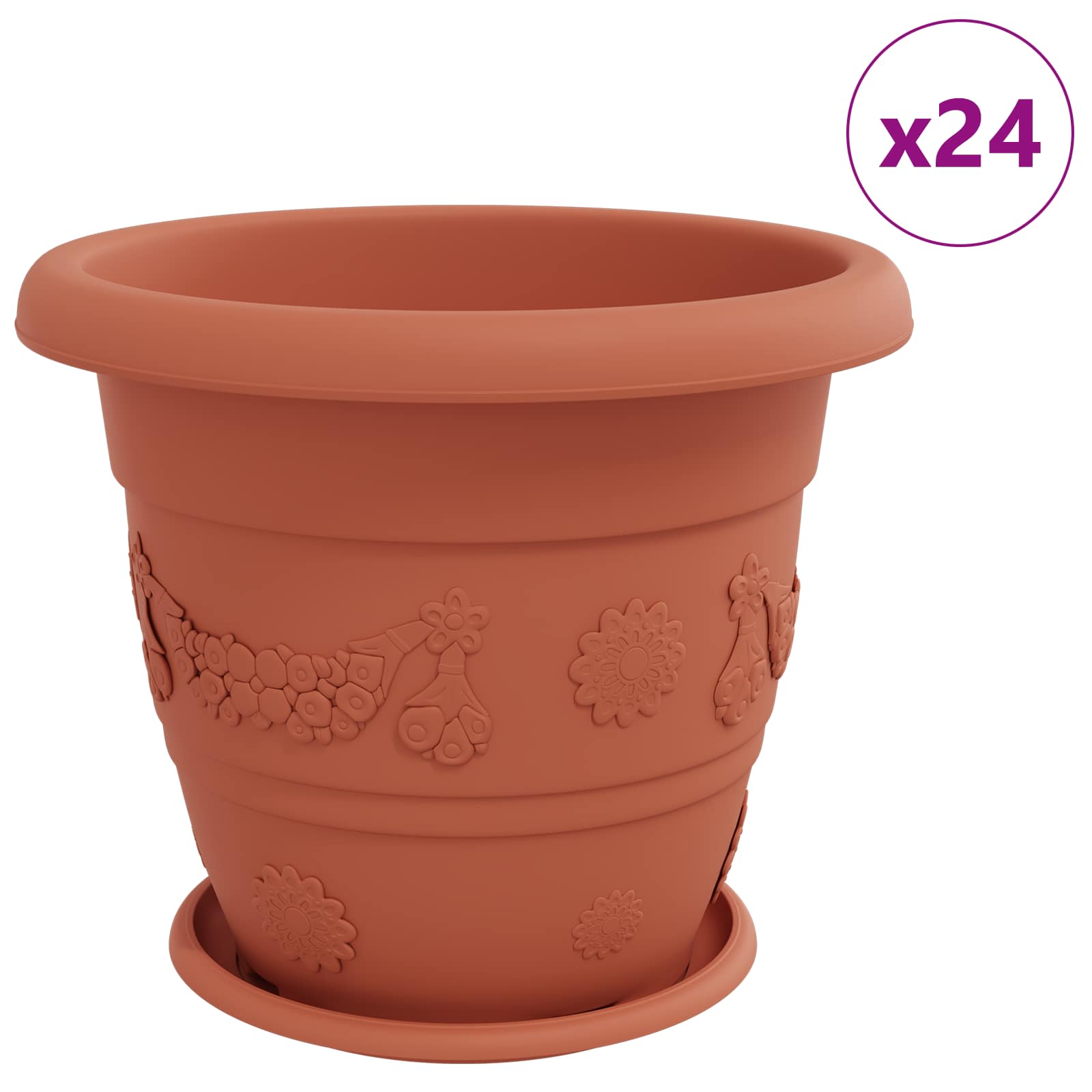 Saksije za biljke 24 pcs Crvena cigla Ø 39 x 32 cm Plastika