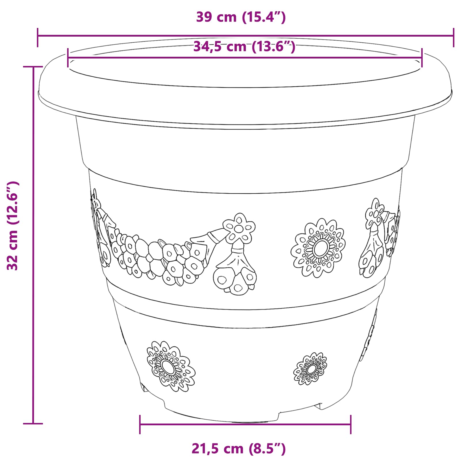 Saksije za biljke 24 pcs Crvena cigla Ø 39 x 32 cm Plastika