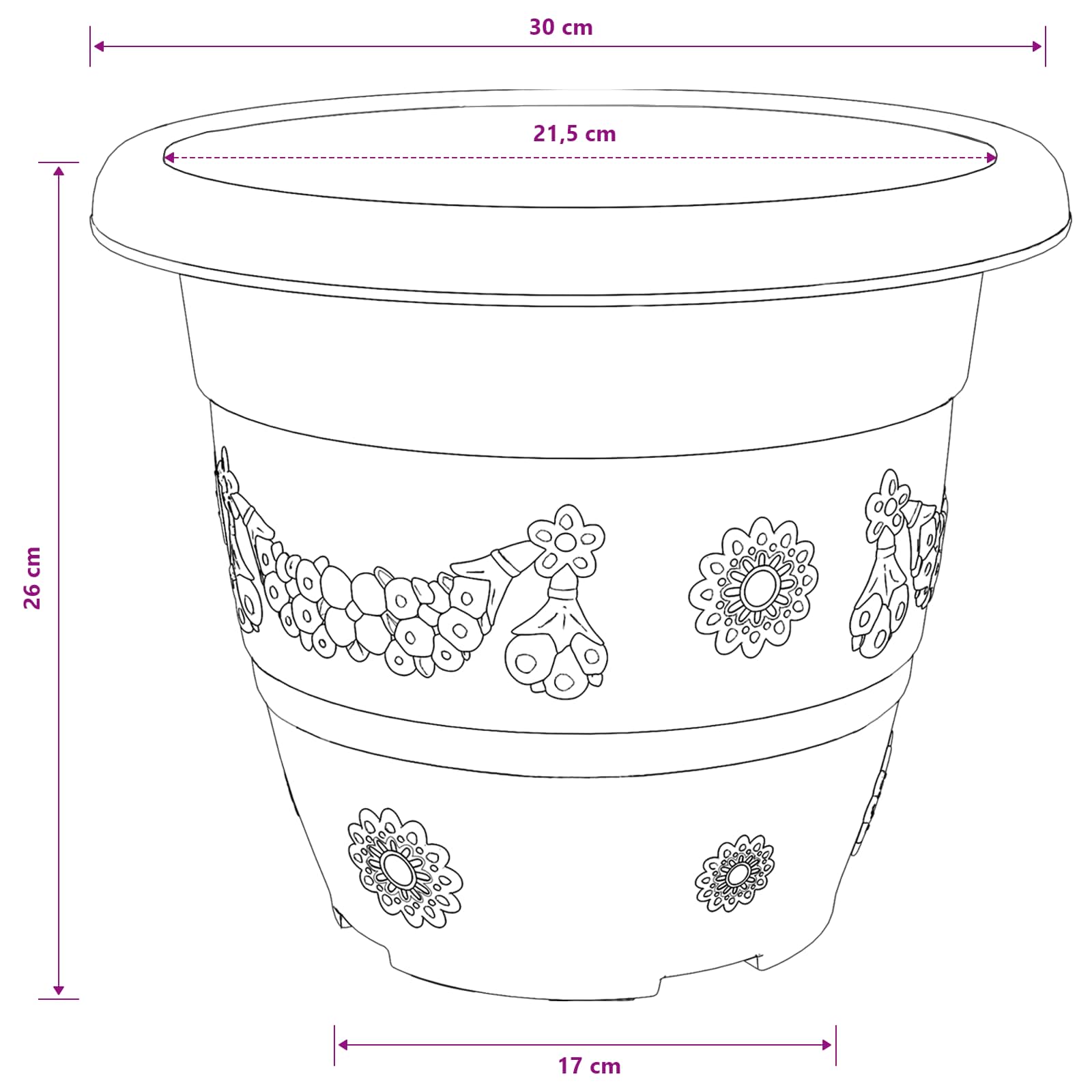 Saksije za biljke 24 pcs Crna Ø 30 x 25 cm Plastika