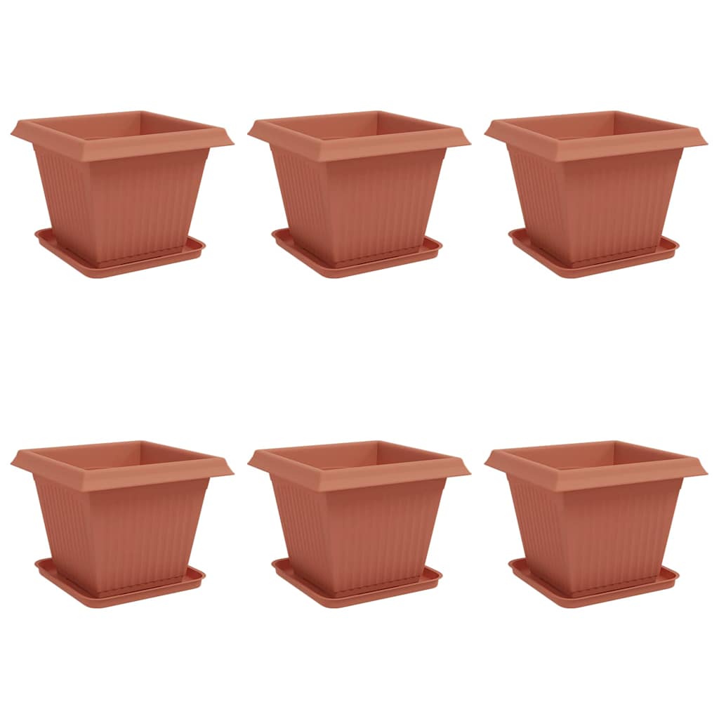 Saksije za biljke 6 pcs Crvena cigla 38 x 38 x 30 cm Plastika