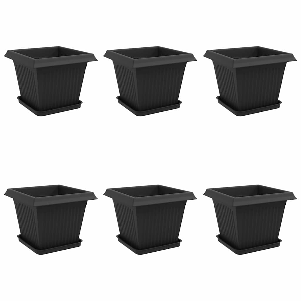 Saksije za biljke 6 pcs Crna 33 x 33 x 26 cm Plastika