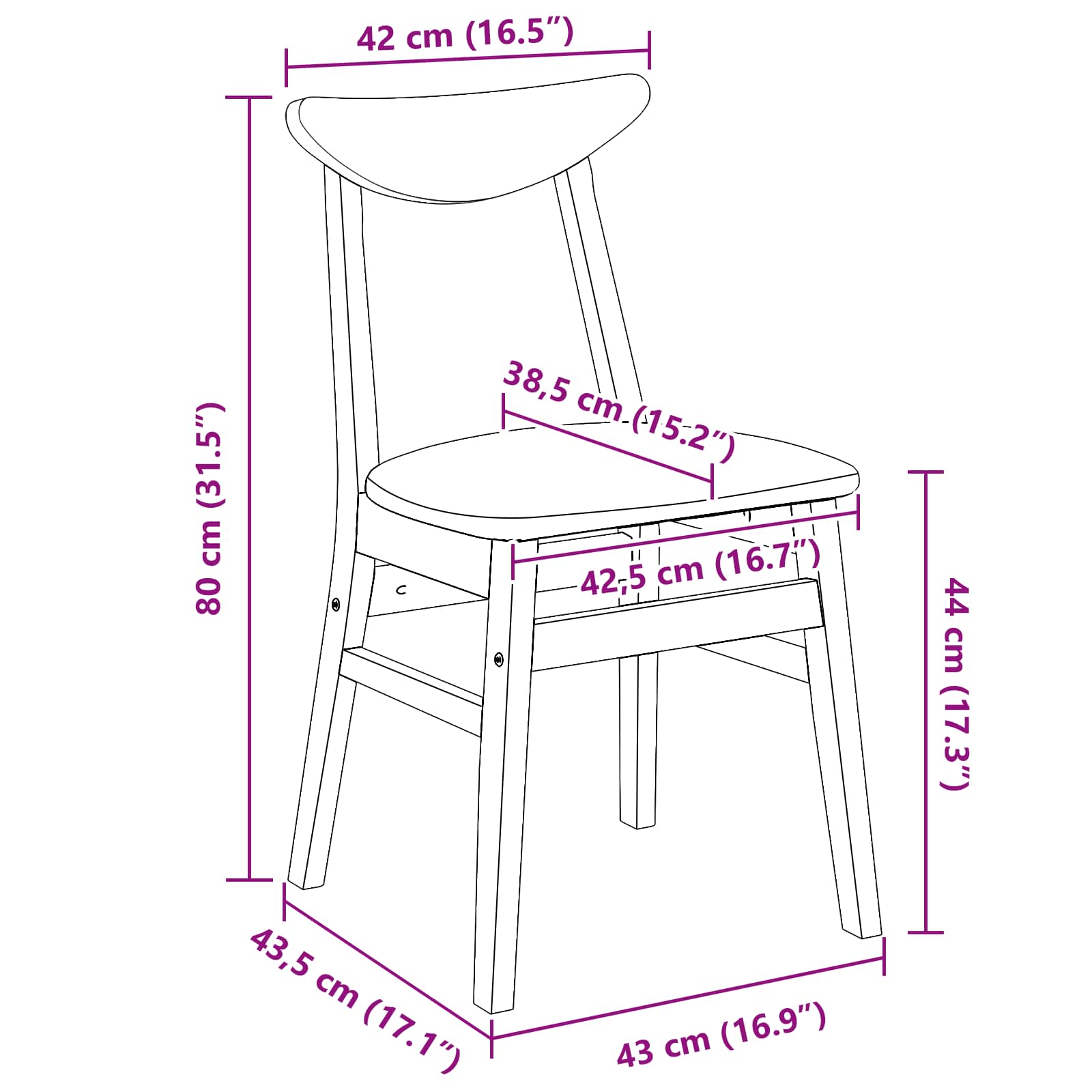 Trpezarijske stolice 2 pcs Svijetlosmeđa 42 x 47.5 x 81 cm