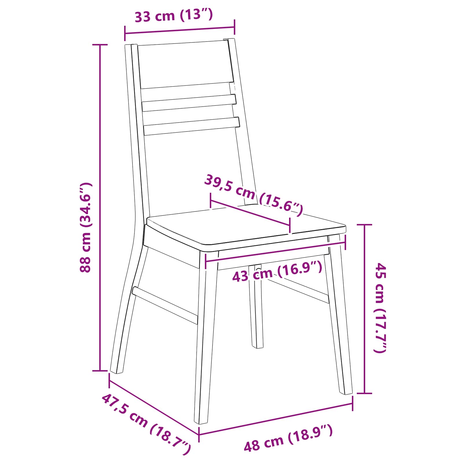 Trpezarijske stolice 2 pcs Prirodna 43 x 54 x 89 cm