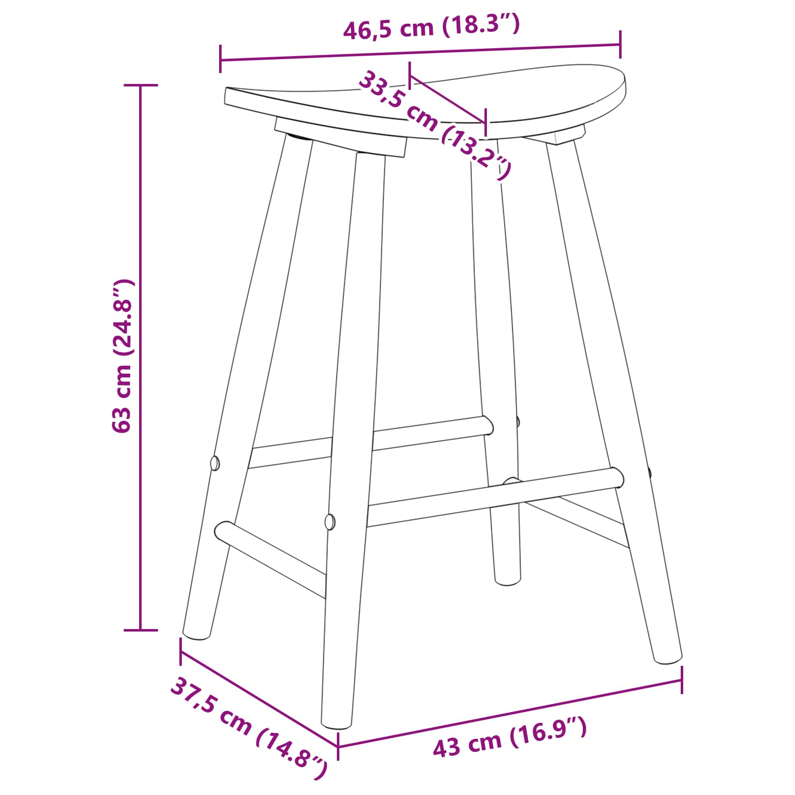 Trpezarijske stolice 2 pcs Prirodna 46 x 37 x 63 cm