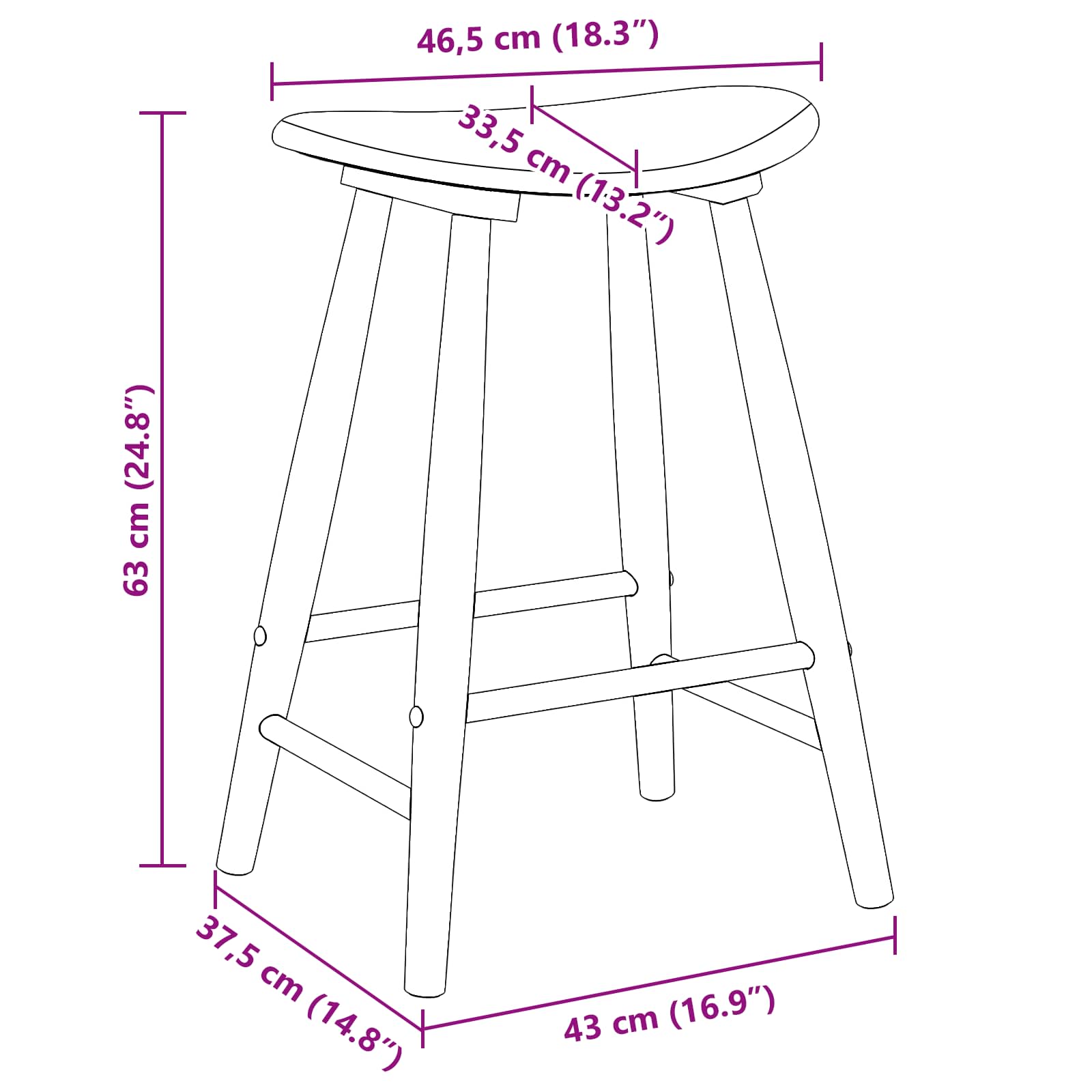 Trpezarijske stolice 2 pcs Bijelo 46 x 37 x 63 cm
