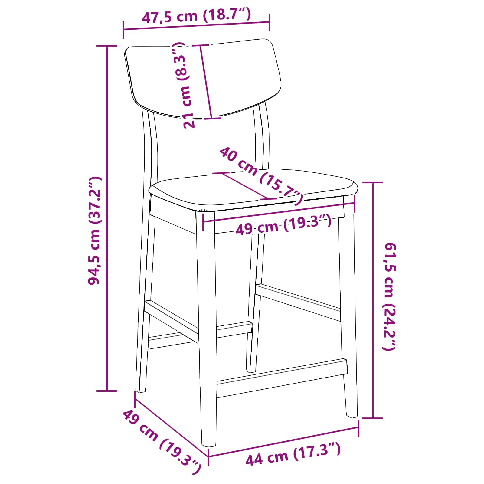 Trpezarijske stolice 2 pcs Svijetlosmeđa 48 x 49 x 95 cm
