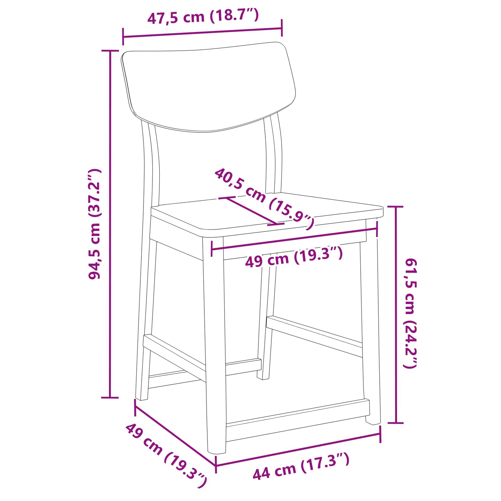 Trpezarijske stolice 2 pcs Bijelo 48 x 49 x 95 cm