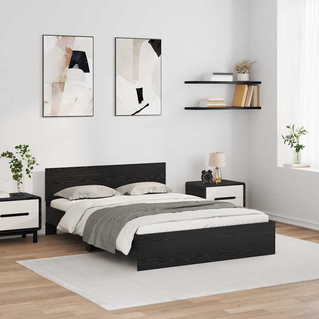 Krevetna konstrukcija Crni hrast 135 x 190 cm Konstruirano drvo