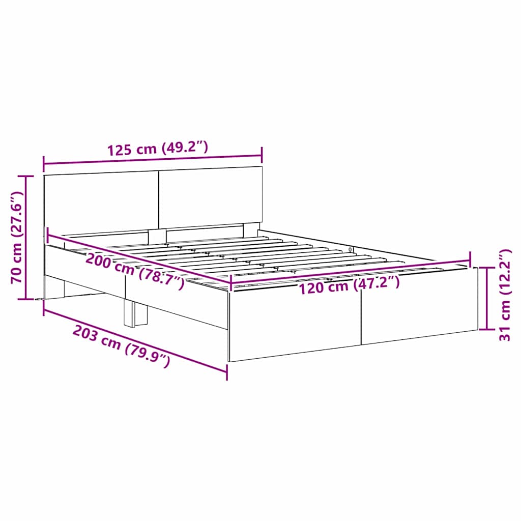 Krevetna konstrukcija Crni hrast 120 x 200 cm Konstruirano drvo