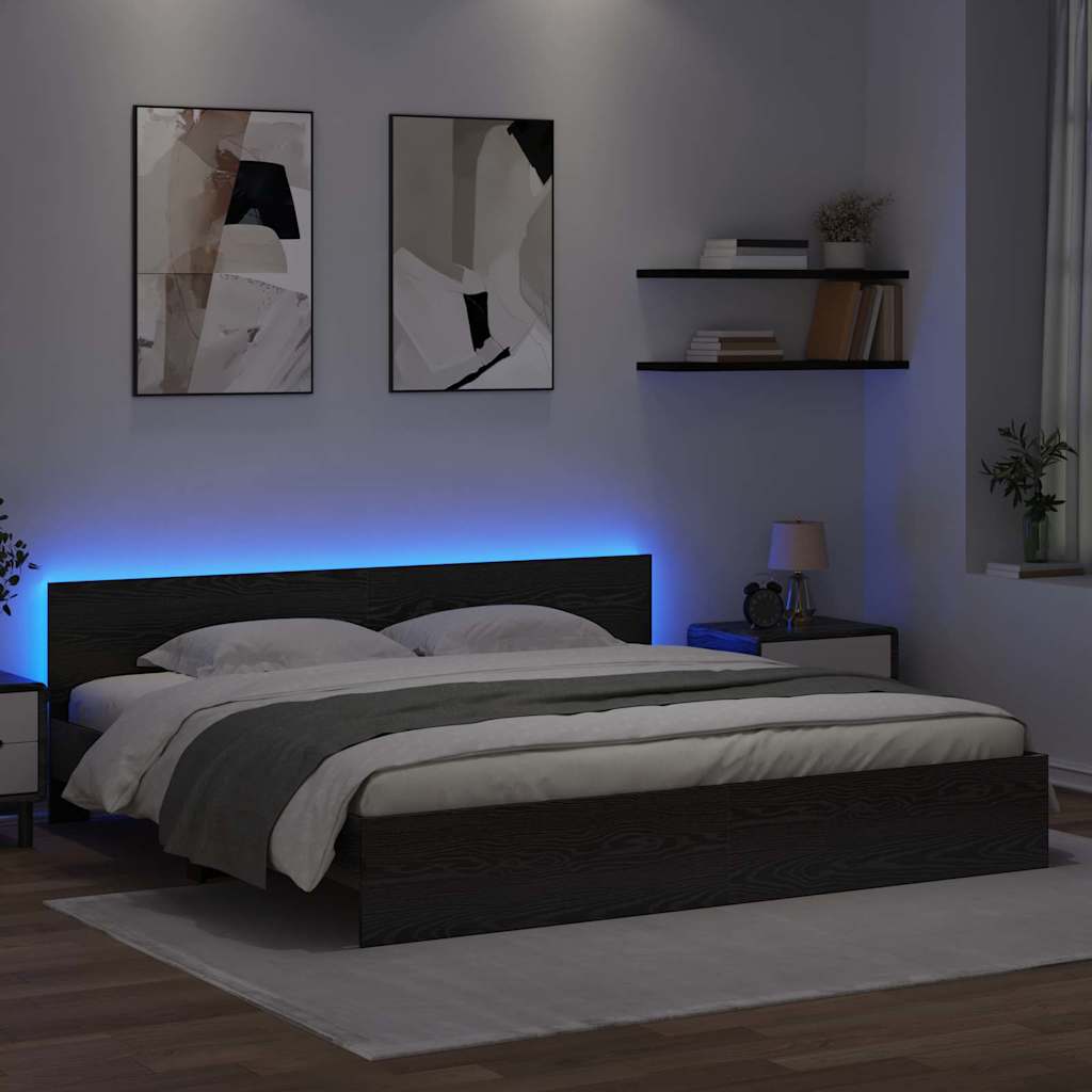 Krevetna konstrukcija Crni hrast 180 x 200 cm Konstruirano drvo