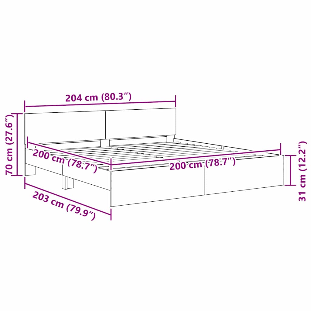 Krevetna konstrukcija Staro drvo 200 x 200 cm Konstruirano drvo