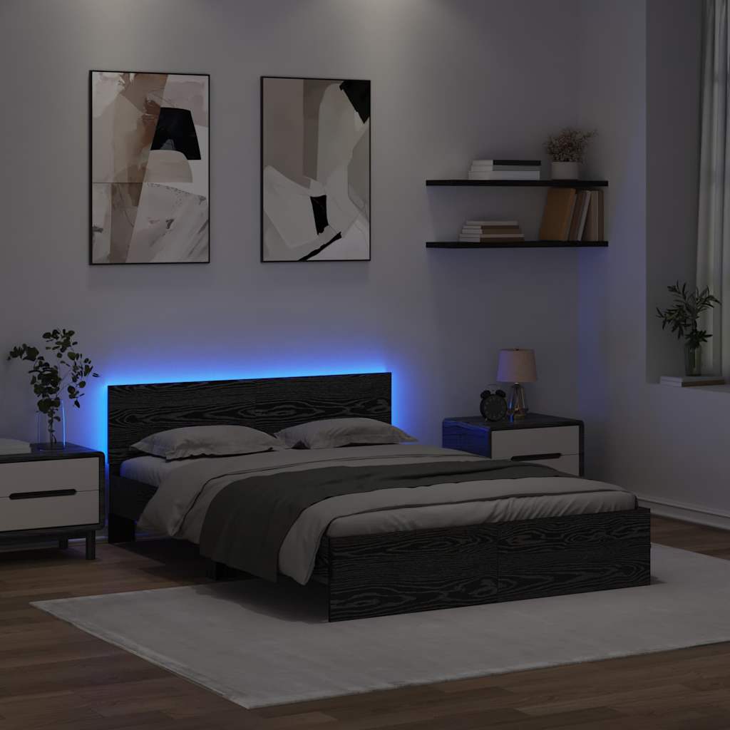 Krevetna konstrukcija Crni hrast 150 x 200 cm Konstruirano drvo