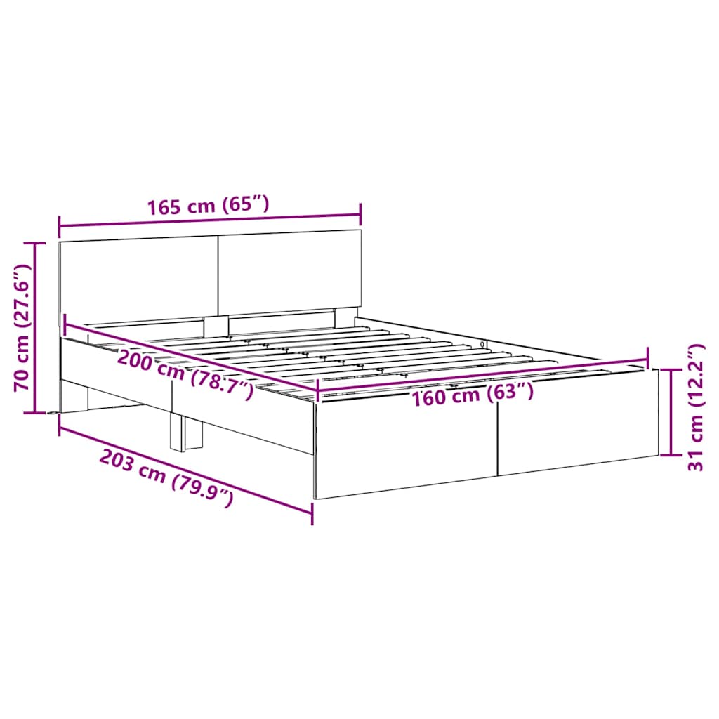 Krevetna konstrukcija Staro drvo 160 x 200 cm Konstruirano drvo