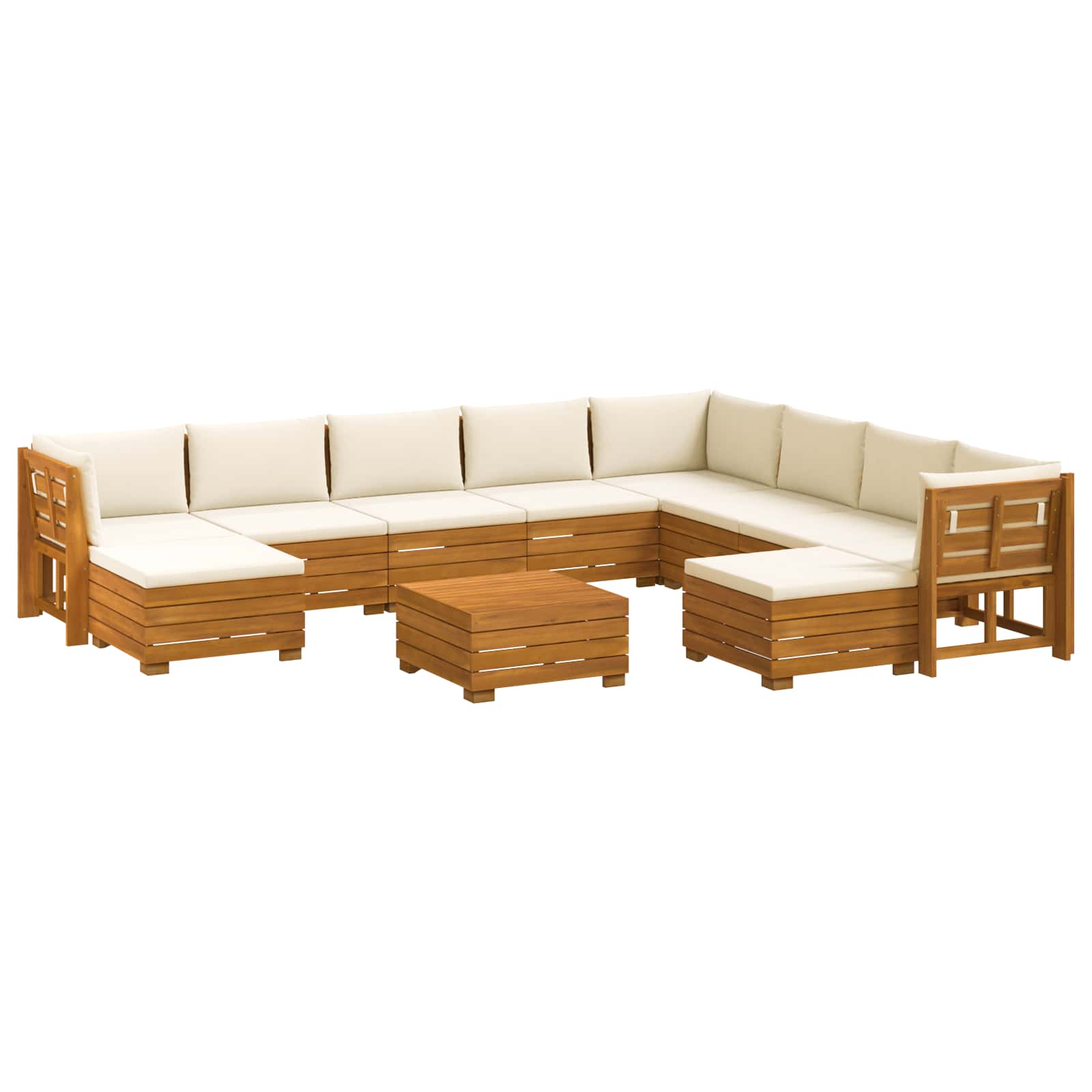 Set vanjskih sofa s jastukom 11 Komad Smeđa Čvrsto drvo akacije