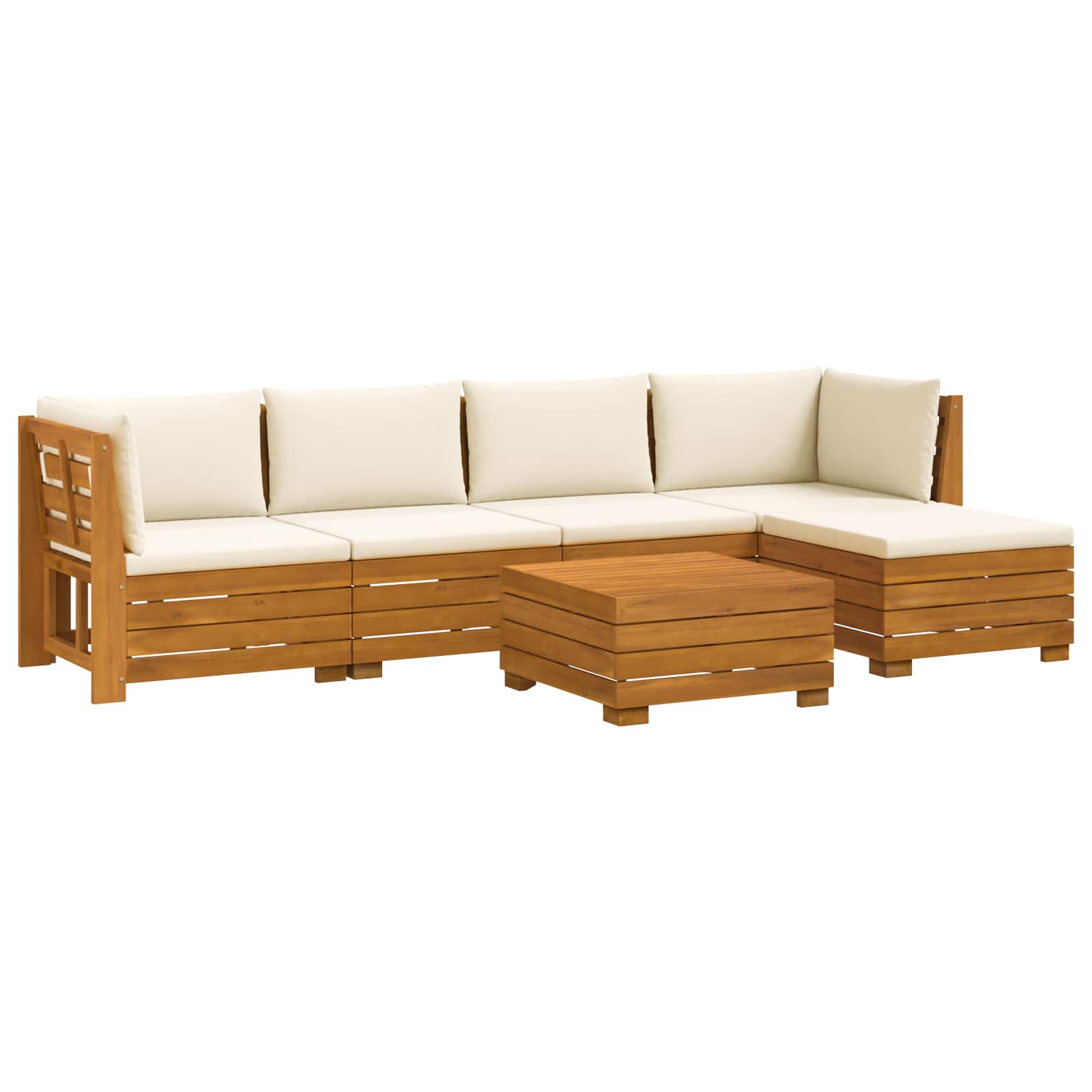 Set vanjskih sofa s jastukom 6 Komad Smeđa Čvrsto drvo akacije