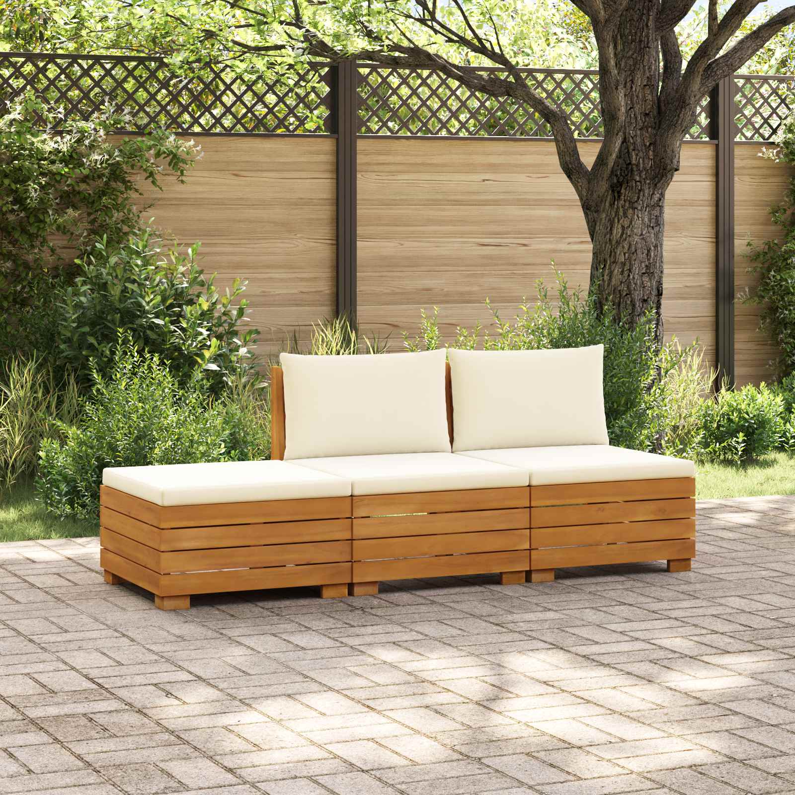 Set vanjskih sofa s jastukom 3 Komad Smeđa Čvrsto drvo akacije