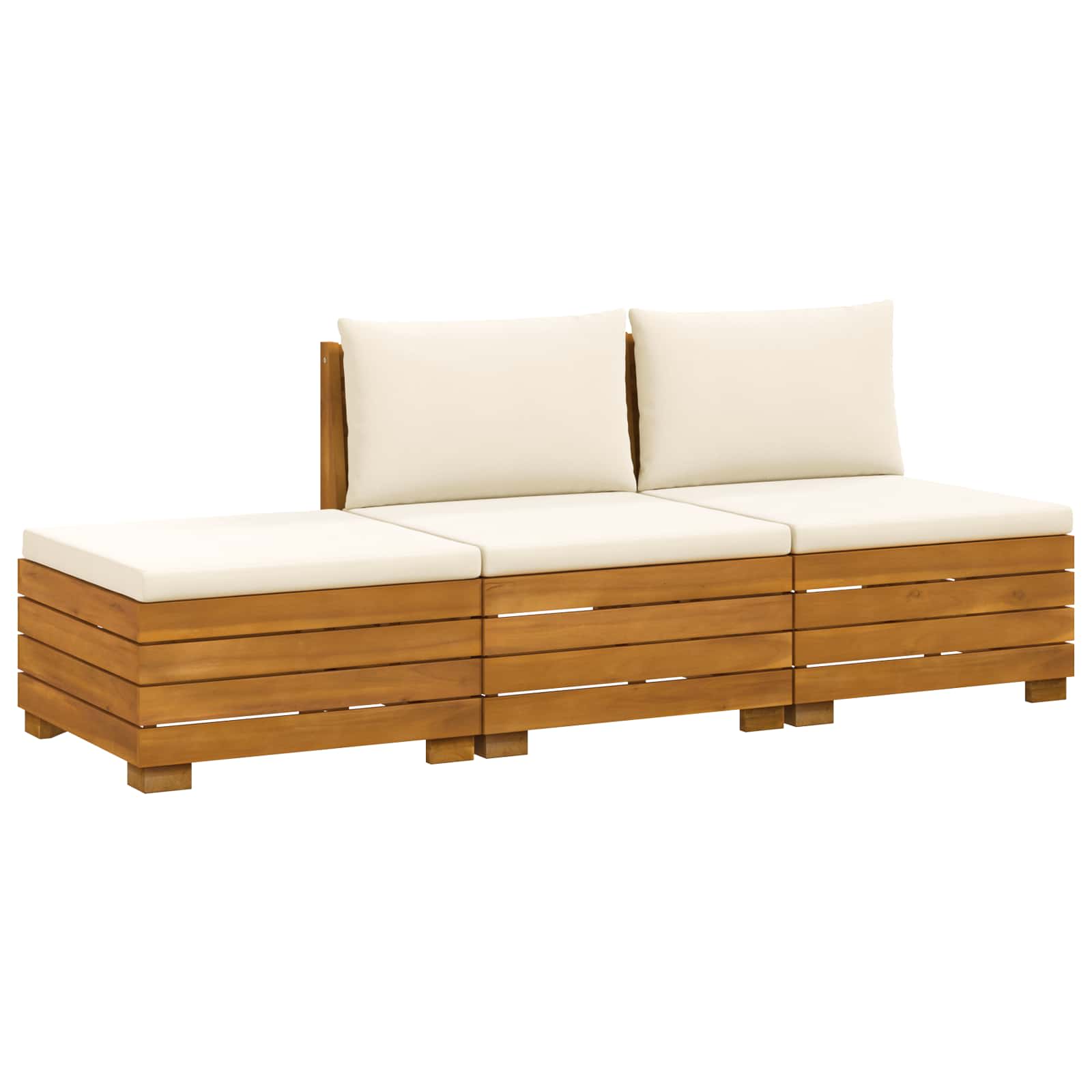 Set vanjskih sofa s jastukom 3 Komad Smeđa Čvrsto drvo akacije
