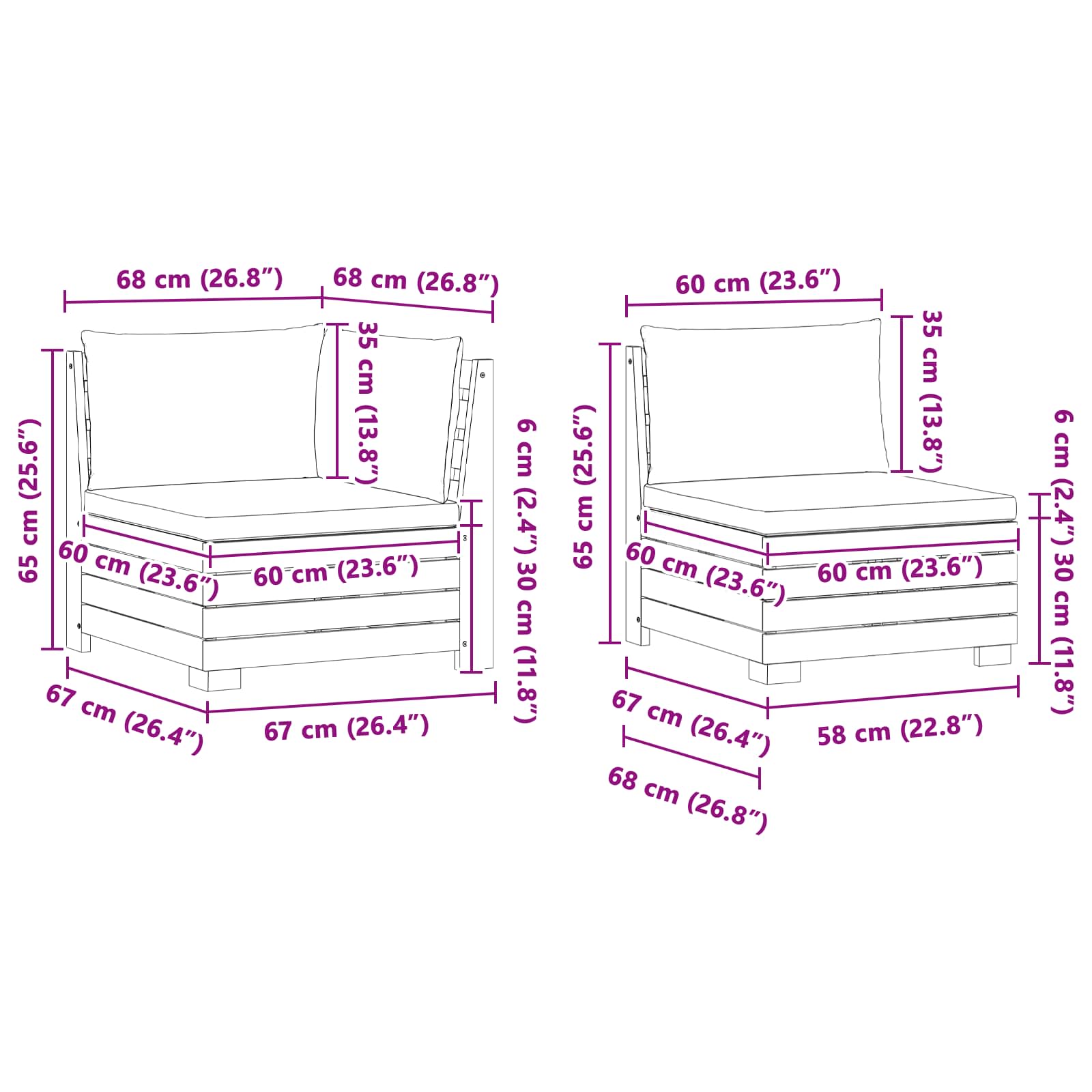 Set vanjskih sofa s jastukom 3 Komad Smeđa Čvrsto drvo akacije