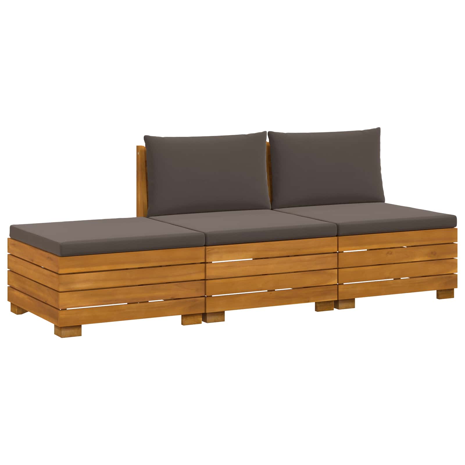 Set vanjskih sofa s jastukom 3 Komad Smeđa Čvrsto drvo akacije