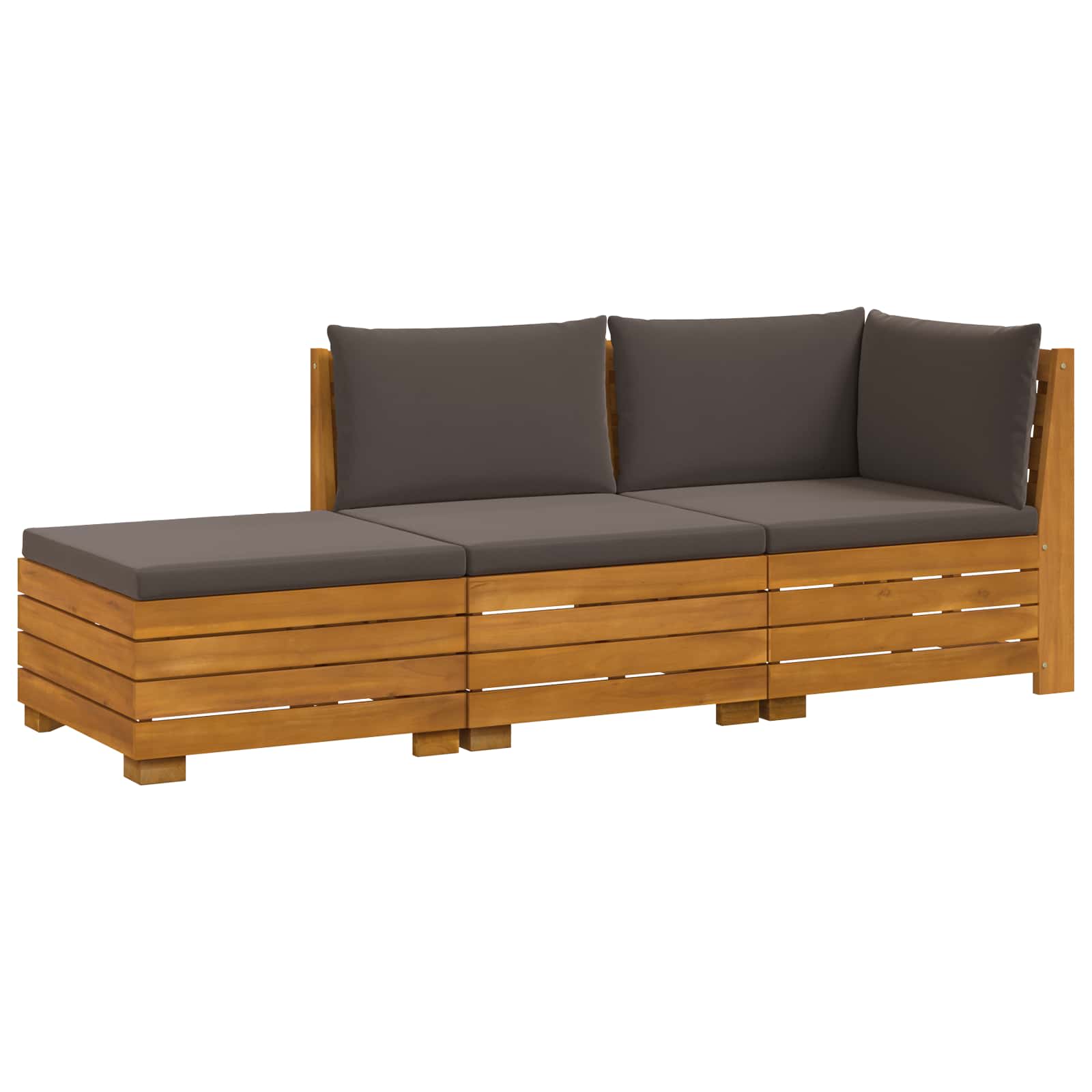 Set vanjskih sofa s jastukom 3 Komad Smeđa Čvrsto drvo akacije