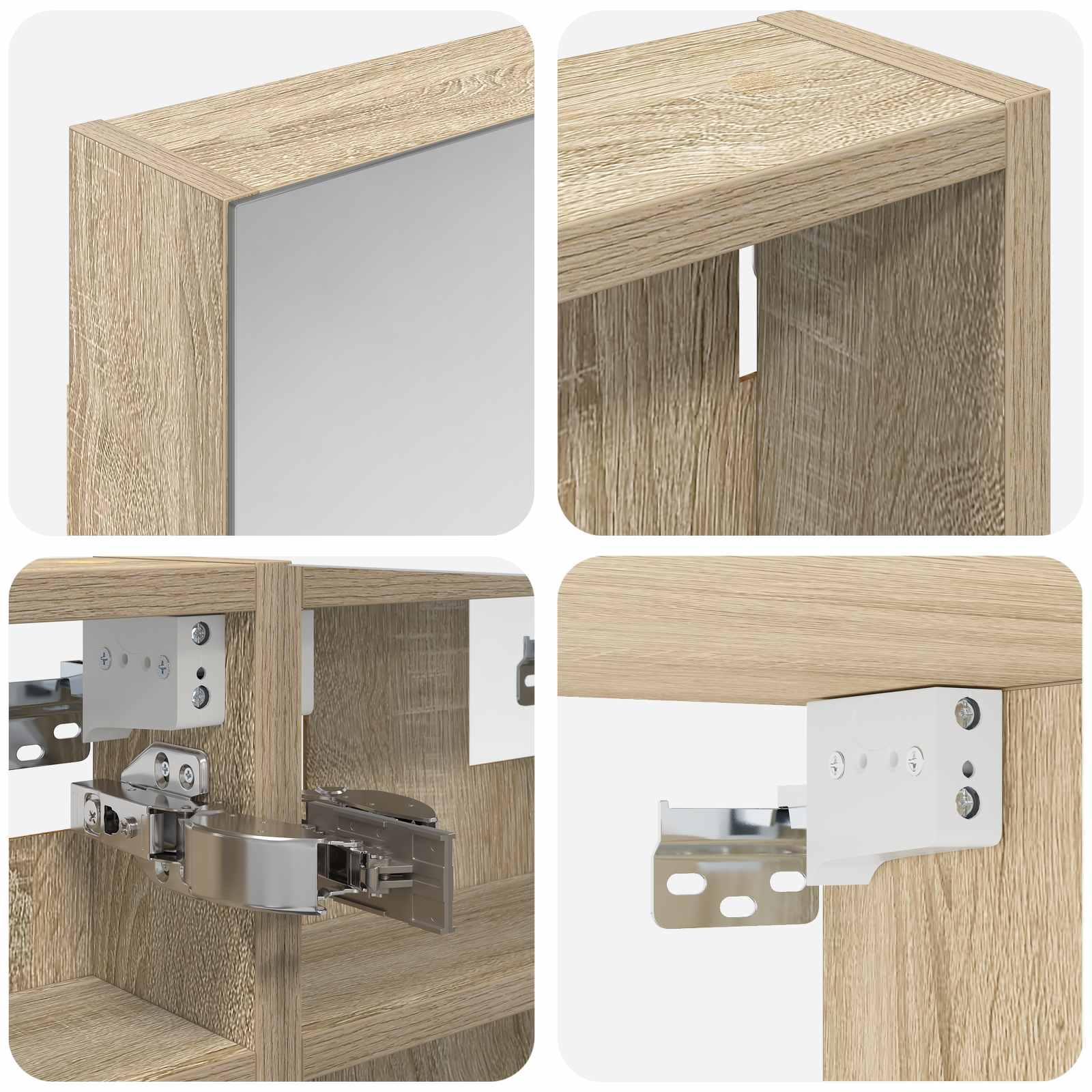 Set ormarića za kupaonicu S LED lampica 3 pcs 90 x 10,5 x 50 cm