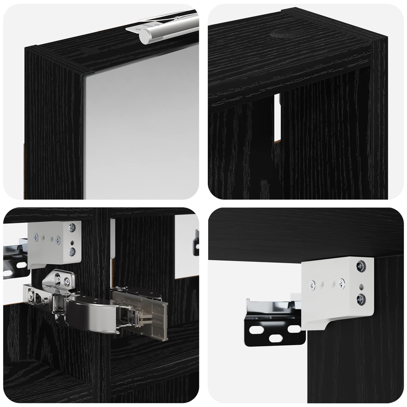Set ormarića za kupaonicu S LED lampica 3 pcs 90 x 10,5 x 50 cm