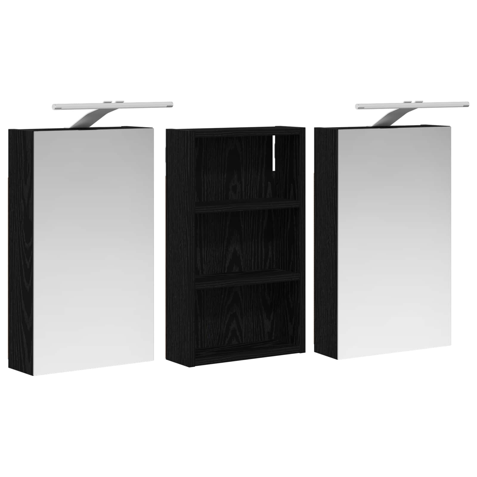 Set ormarića za kupaonicu S LED lampica 3 pcs 90 x 10,5 x 50 cm