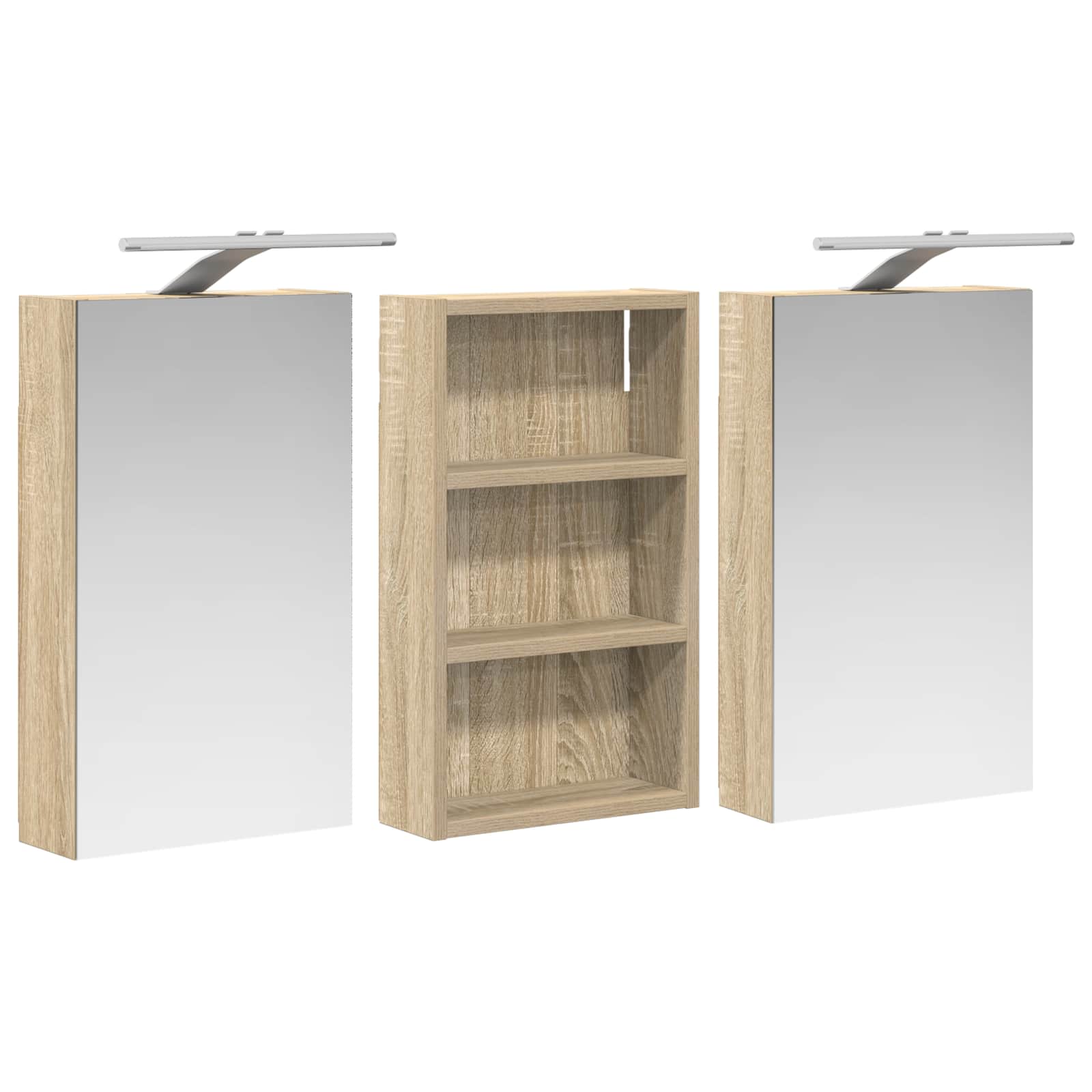 Set ormarića za kupaonicu S LED lampica 3 pcs 90 x 10,5 x 50 cm
