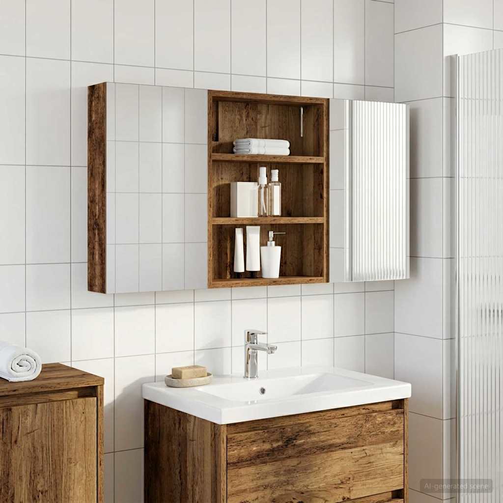 Set ormarića za kupaonicu s policom 3 pcs 100 x 10,5 x 50 cm