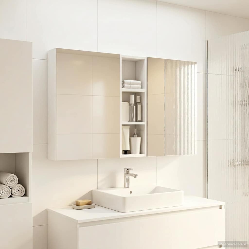 Set ormarića za kupaonicu s policom 3 pcs 100 x 10,5 x 60,5 cm