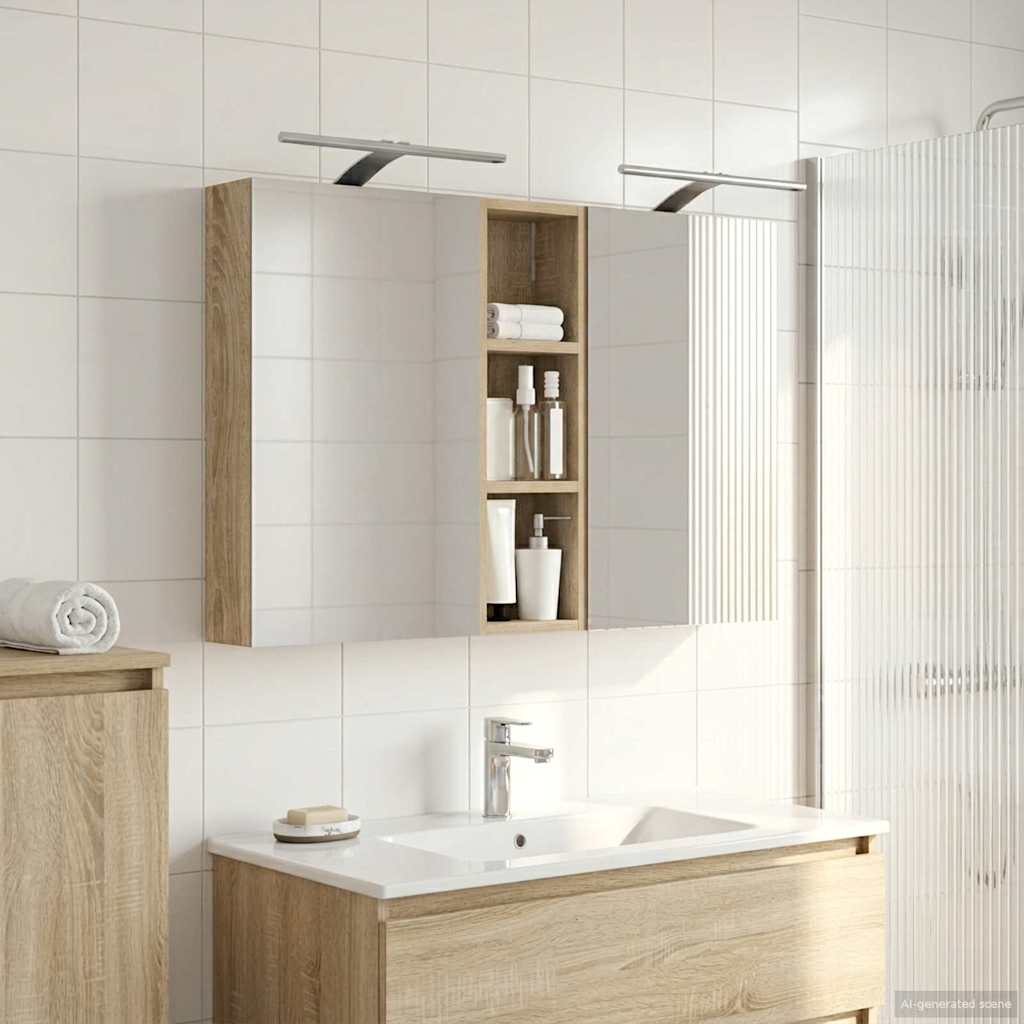Set ormarića za kupaonicu s policom 3 pcs 100 x 10,5 x 60,5 cm