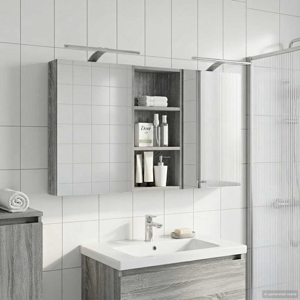 Set ormarića za kupaonicu s policom 3 pcs 110 x 10,5 x 60,5 cm