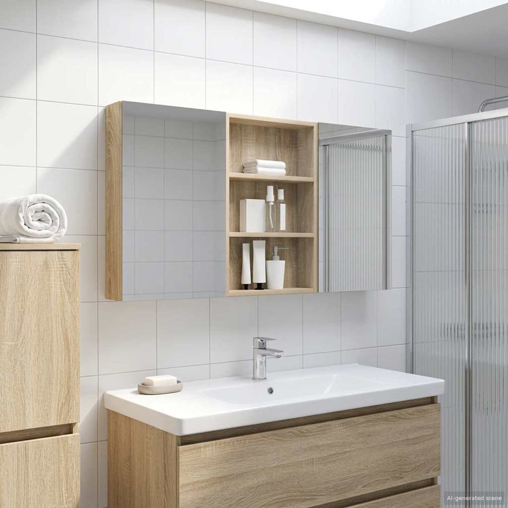 Set ormarića za kupaonicu s policom 3 pcs 120 x 10,5 x 60,5 cm