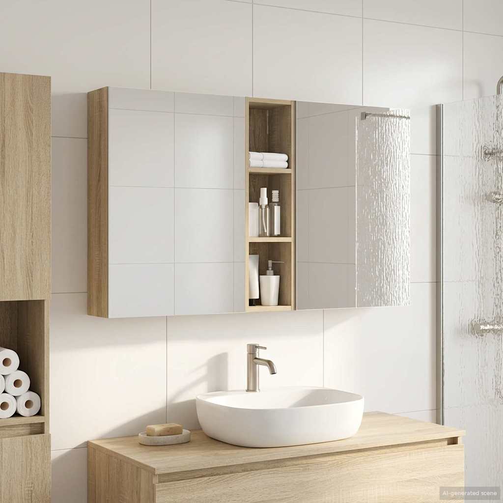 Set ormarića za kupaonicu s policom 3 pcs 120 x 14,5 x 70 cm