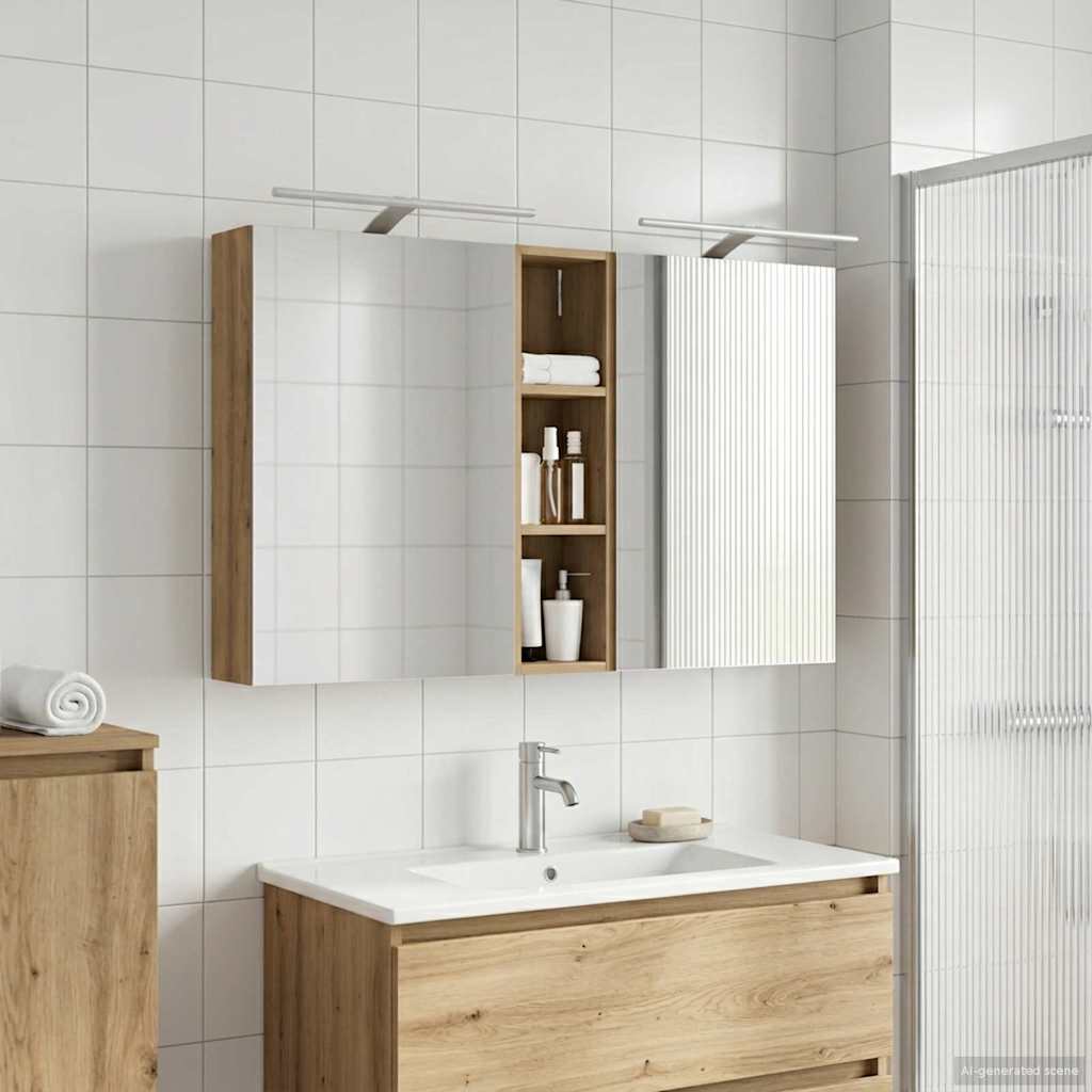 Set ormarića za kupaonicu s policom 3 pcs 120 x 14,5 x 70 cm