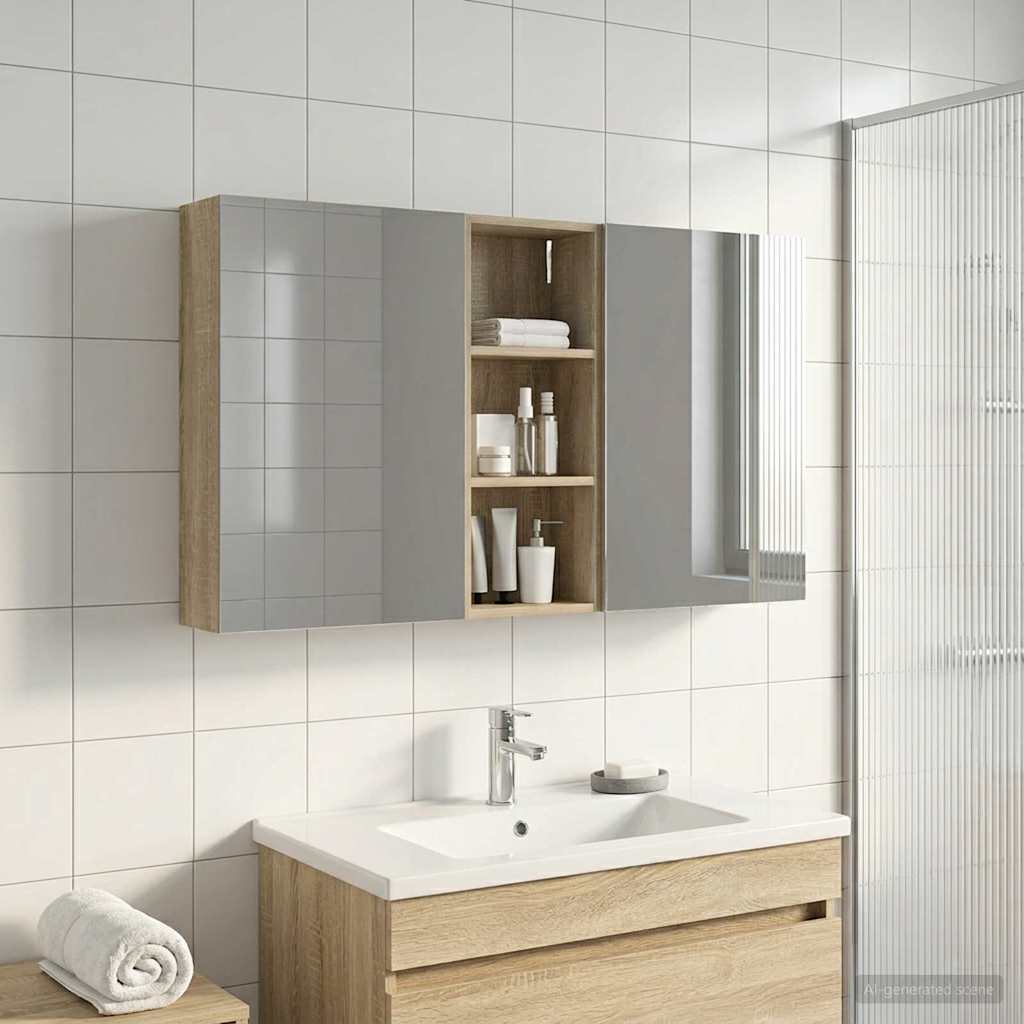 Set ormarića za kupaonicu s policom 3 pcs 130 x 14,5 x 70 cm