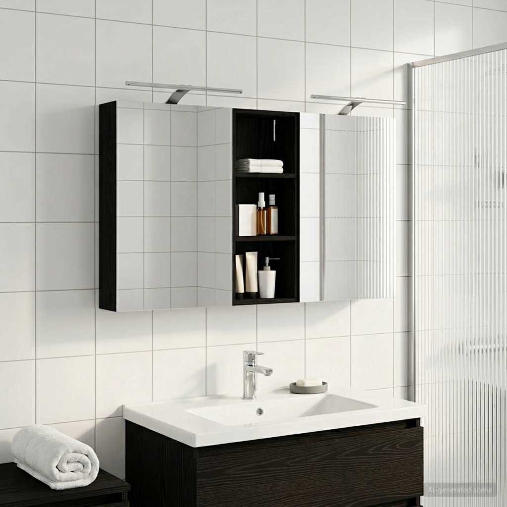 Set ormarića za kupaonicu s policom 3 pcs 130 x 14,5 x 70 cm