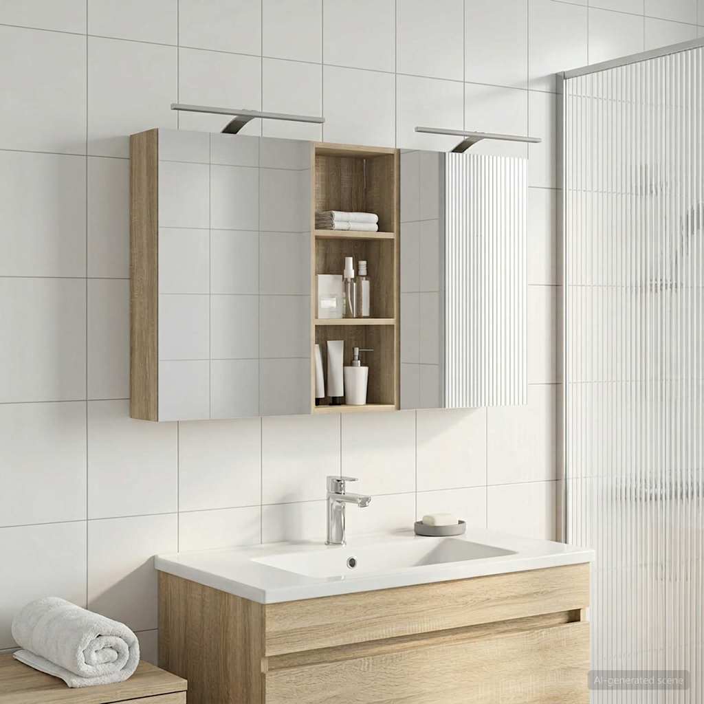 Set ormarića za kupaonicu s policom 3 pcs 130 x 14,5 x 70 cm