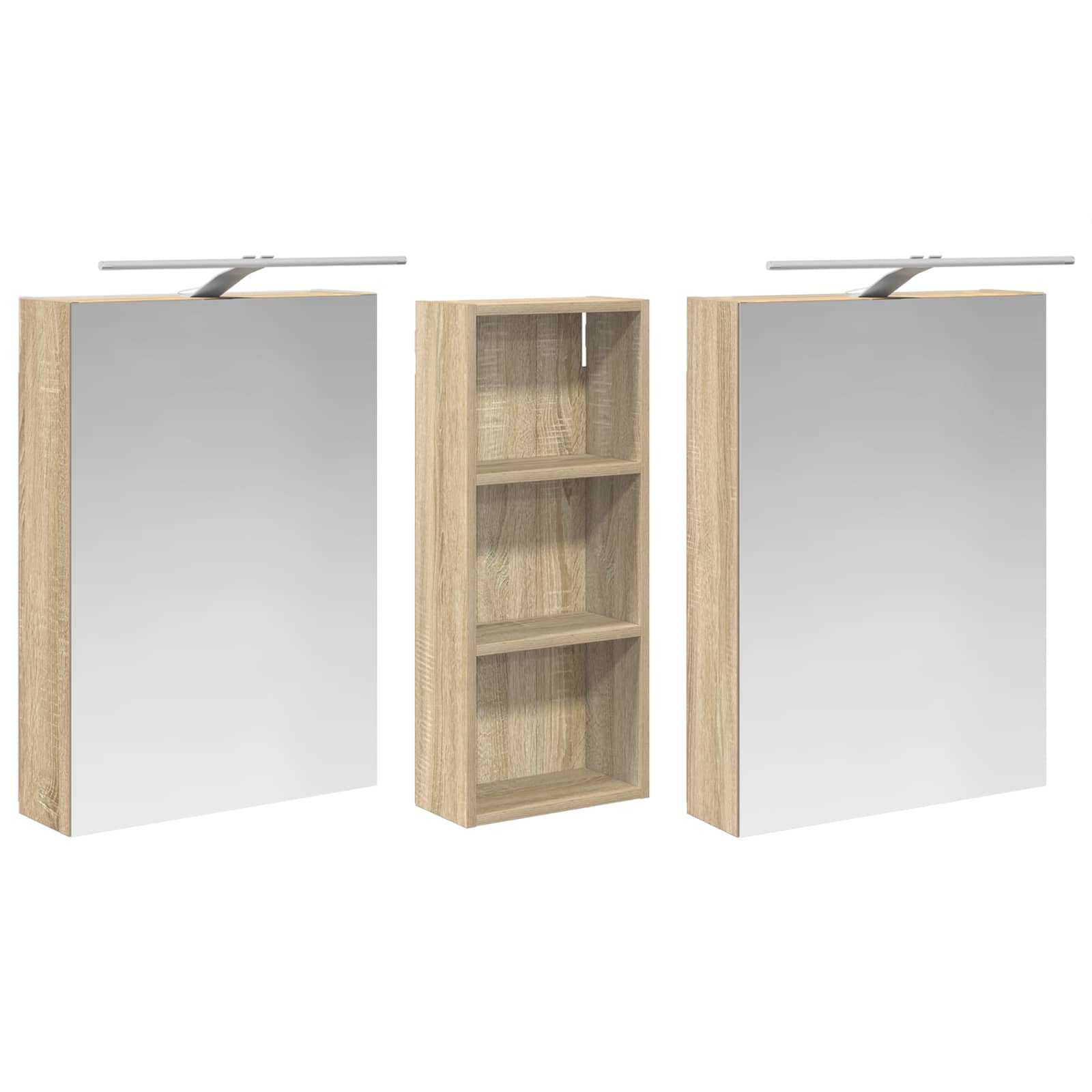Set ormarića za kupaonicu s policom 3 pcs 130 x 14,5 x 70 cm