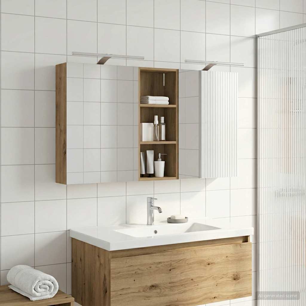 Set ormarića za kupaonicu s policom 3 pcs 130 x 14,5 x 70 cm