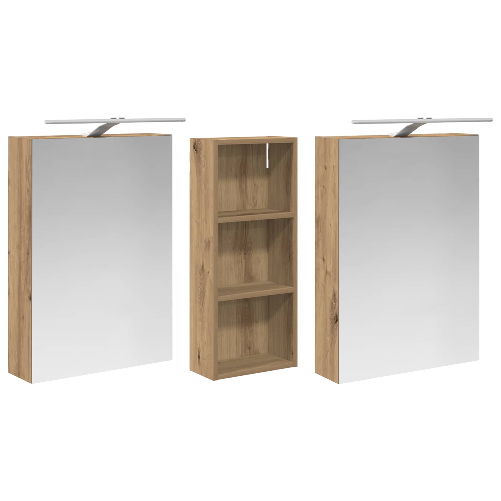 Set ormarića za kupaonicu s policom 3 pcs 130 x 14,5 x 70 cm