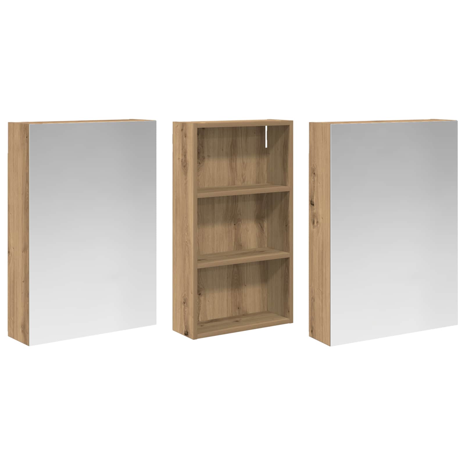 Set ormarića za kupaonicu s policom 3 pcs 140 x 14,5 x 70 cm
