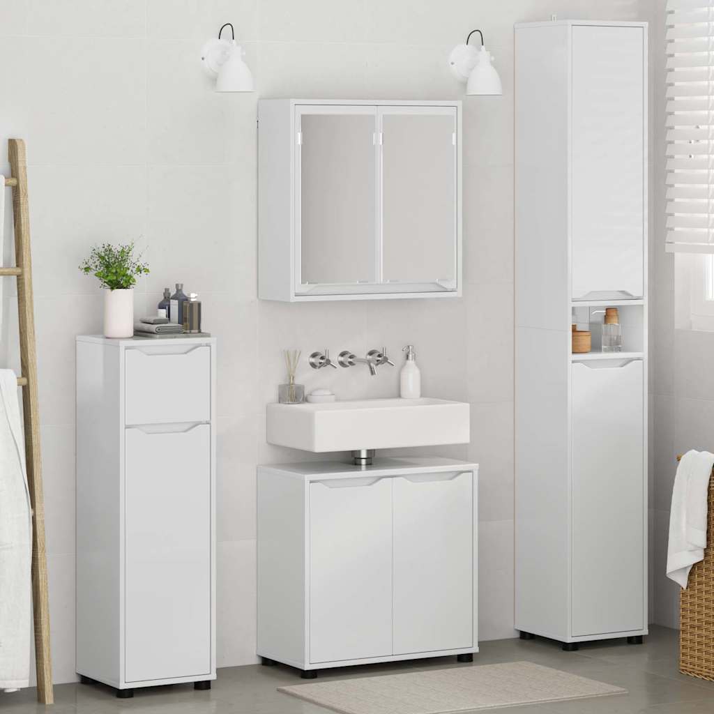 Set namještaja za kupaonicu s ladicama 4 pcs Visoki sjaj bijela