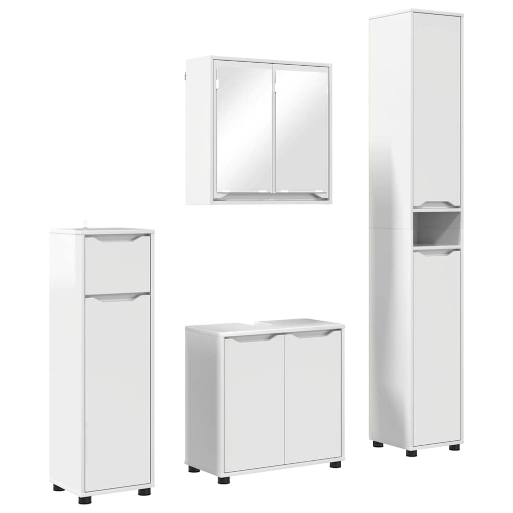 Set namještaja za kupaonicu s ladicama 4 pcs Visoki sjaj bijela
